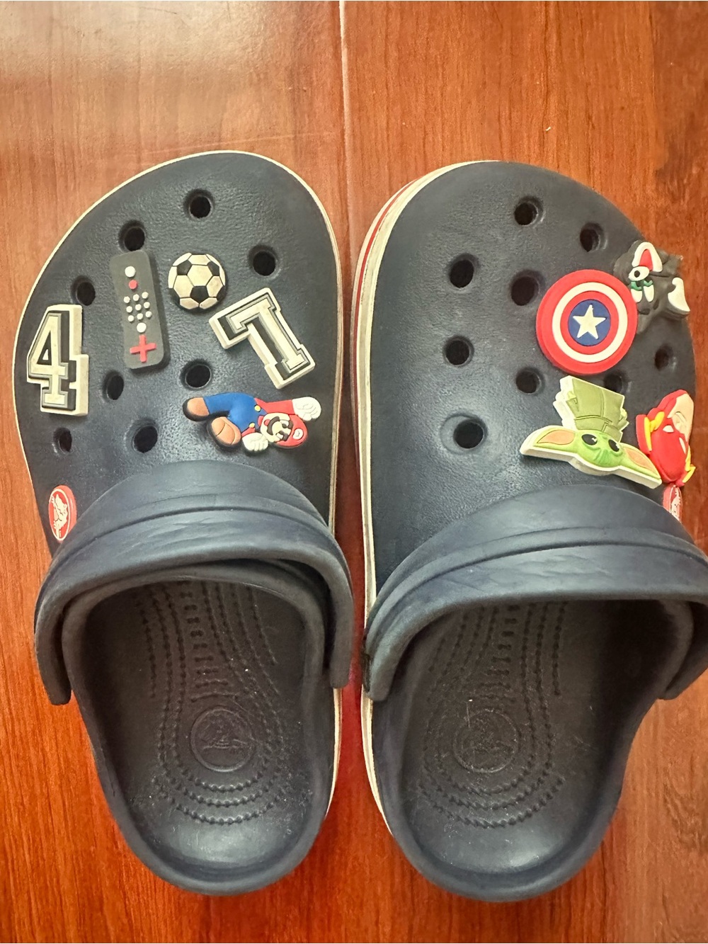 CROCS Kids Navy Clogs with Colorful Charms
